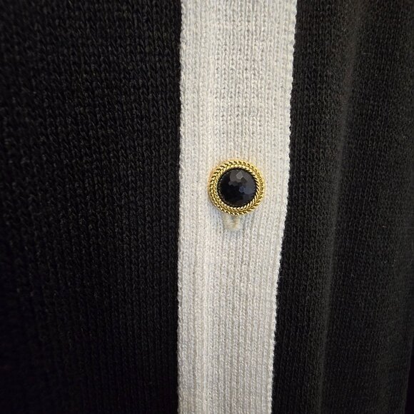 Laura By Alyzia Petites Black & Cream Button-Front Cardigan Dress With Pockets - Picture 6 of 11